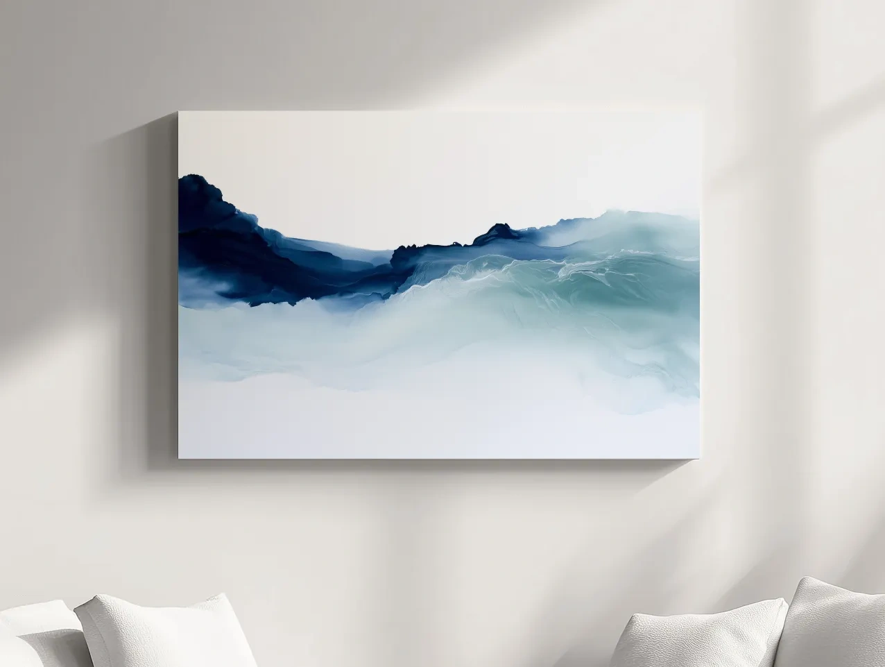 Minimalist Abstract Ocean Waves - Hamptons Watercolour Wall Art