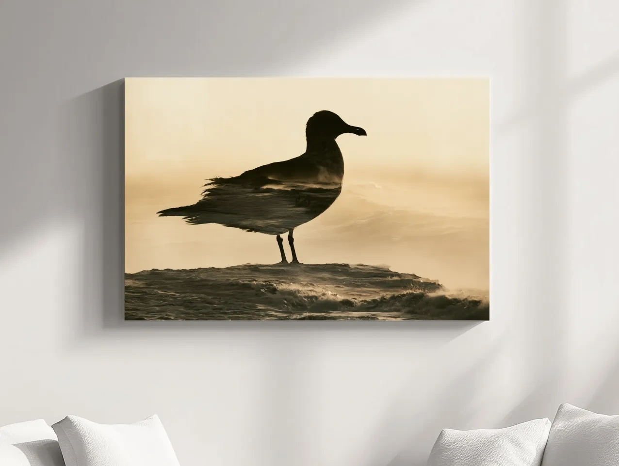 Seagull Silhouette Double Exposure - Minimalist Photographic Wall Art