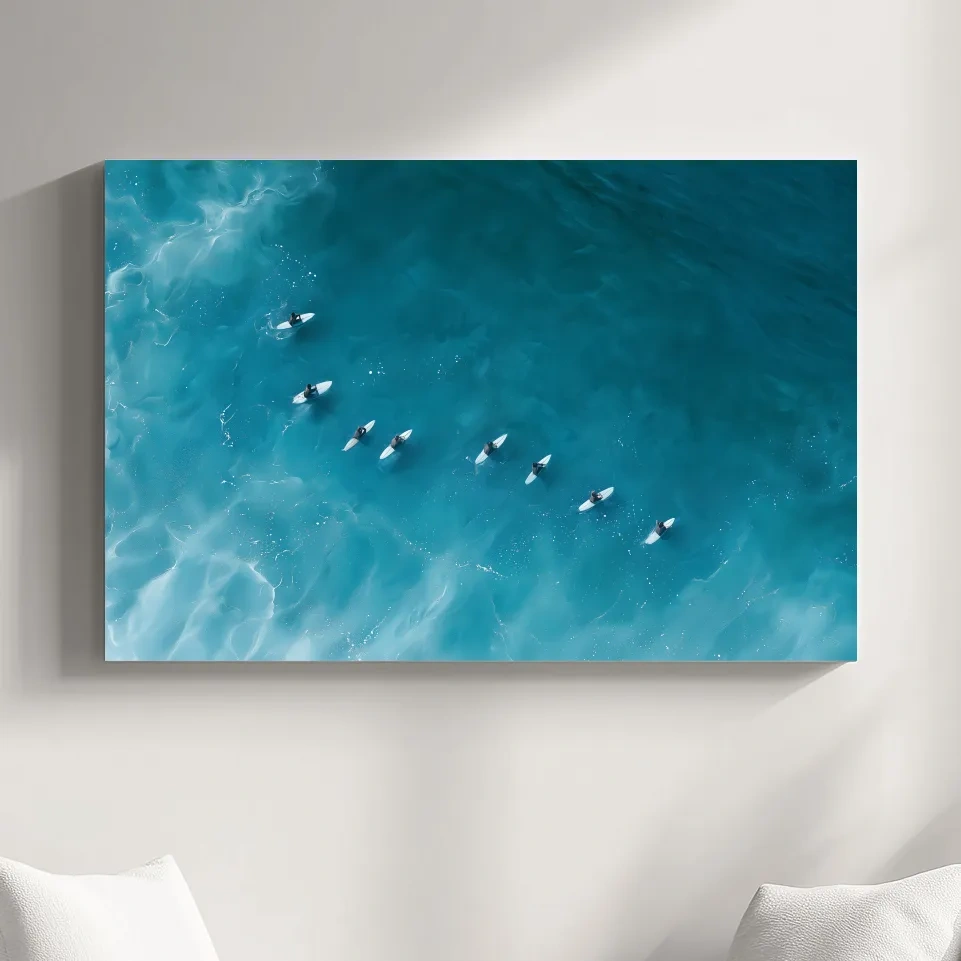 Aerial Surfers Painting - Serene Ocean Wall Art