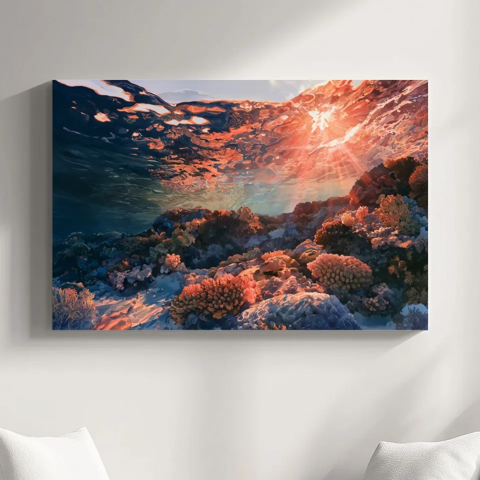 Sunlit Coral Reef Seascape - Serene Underwater Artwork