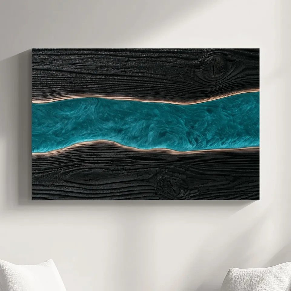Driftwood River Abstract Design - Natural Mixed Media Wall Art