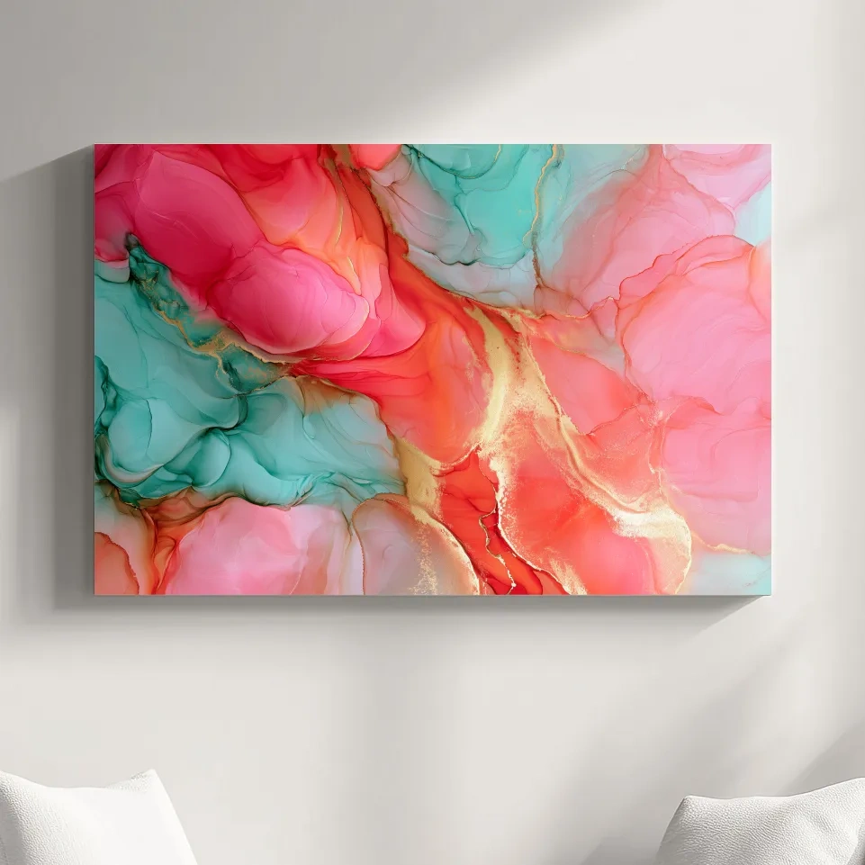 Abstract Alcohol Ink Fluid Water Painting - Vibrant Wall Art