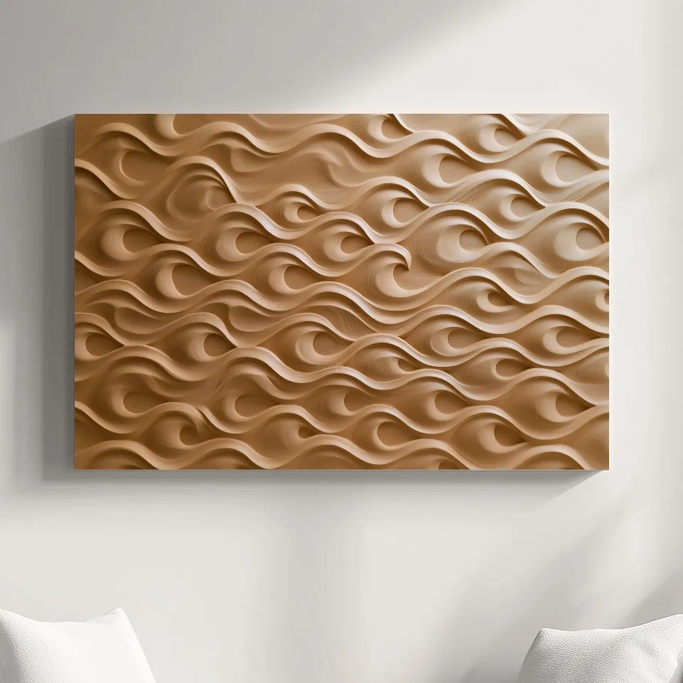 Layered Sand Strata Waves - Organic Mixed Media Wall Art