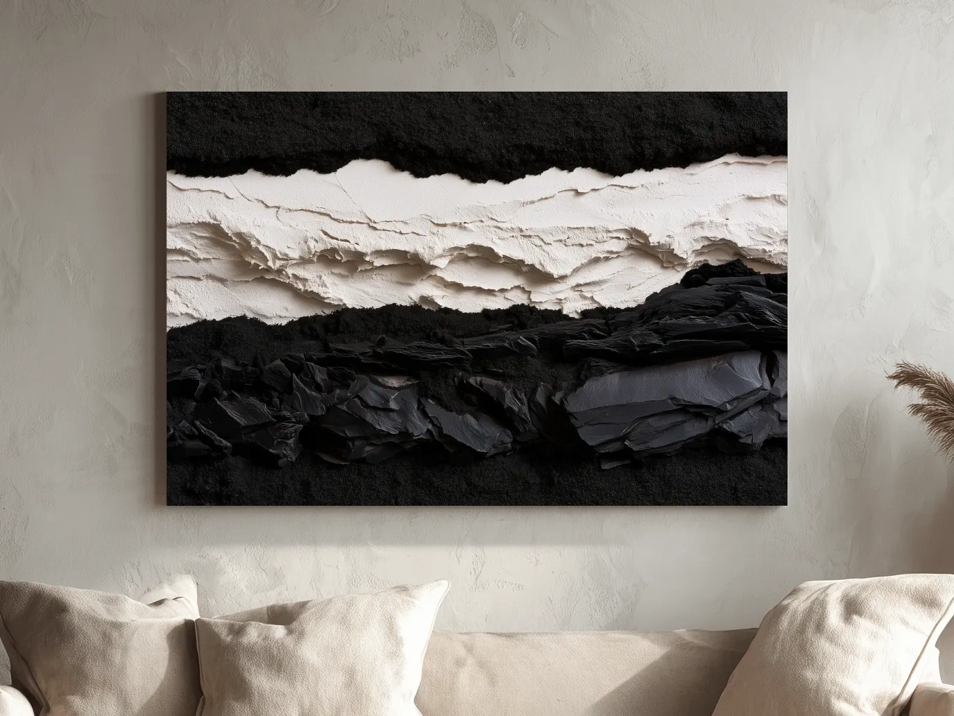 Layered Stone Strata Design - Abstract Mixed Media Wall Art
