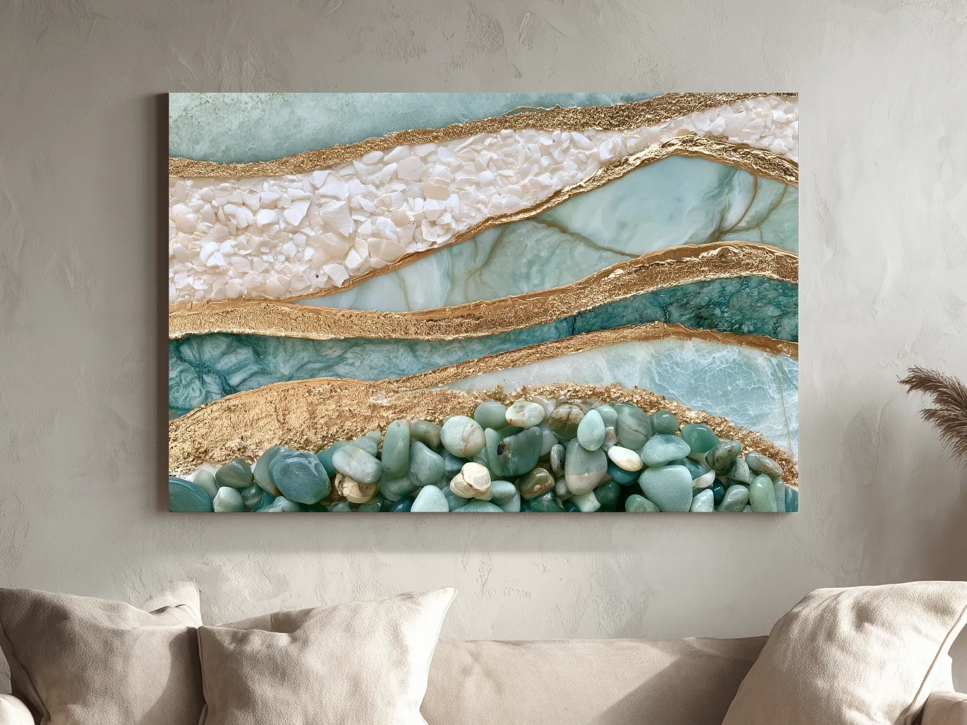 Sea Glass Pebble and Stone Strata - Abstract Natural Wall Art