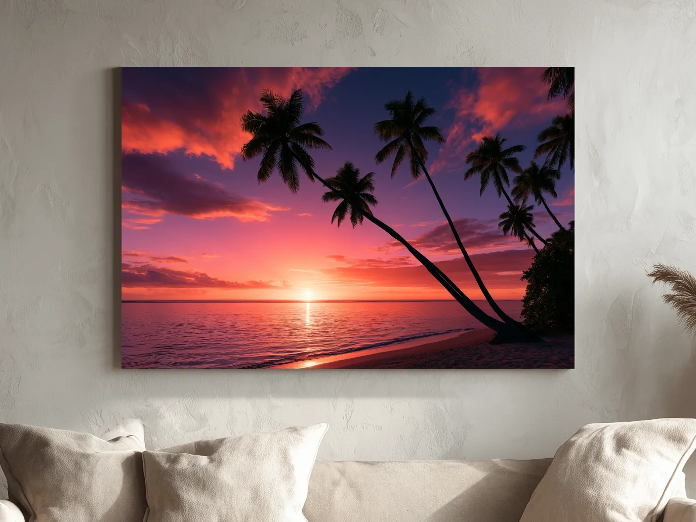 Tropical Palm Silhouette Sunset - Photographic Beach Wall Art