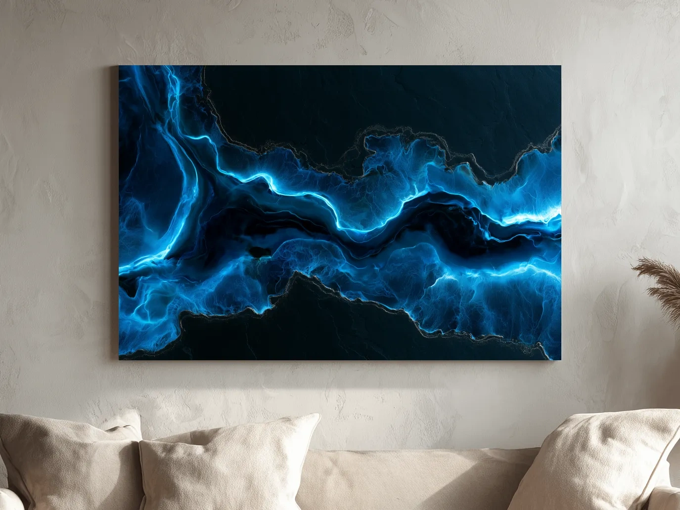 Glowing Ocean Geode Abstract - Dramatic Natural Mineral Wall Art