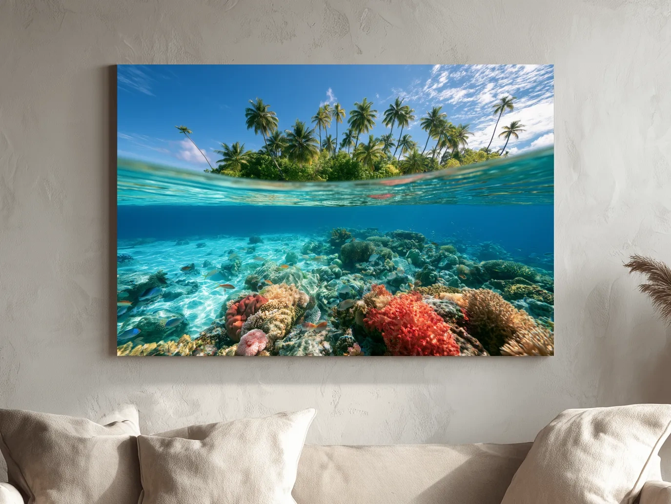 Tropical Underwater Coral Reef Island - Surreal Photographic Wall Art