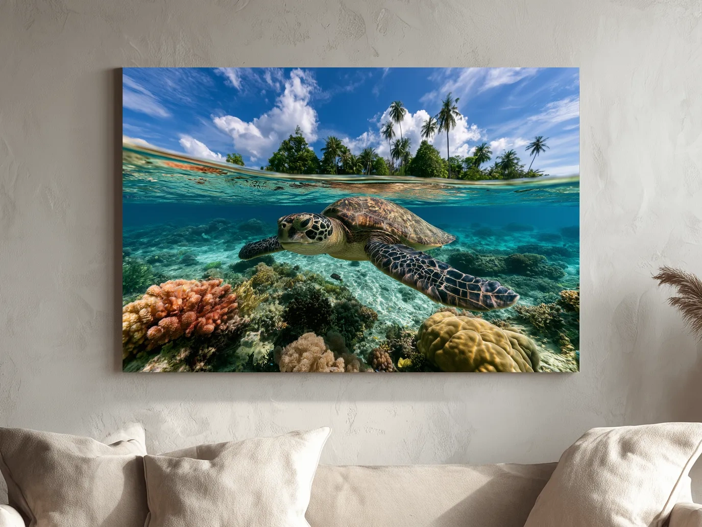 Surreal Sea Turtle Reef - Tropical Underwater Photographic Wall Art