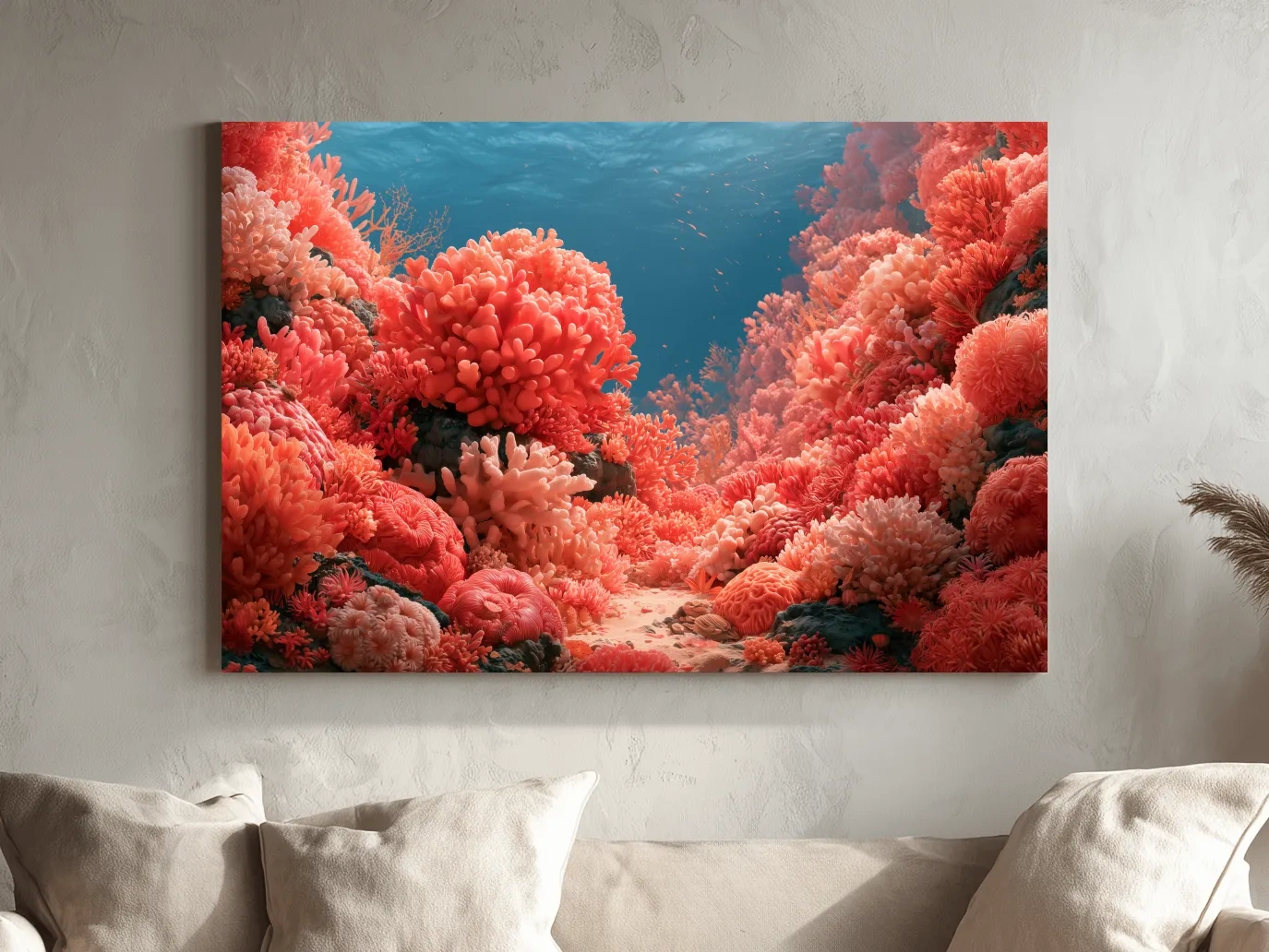 Vibrant Coral Reef Illustration - Underwater Marine Life Wall Art