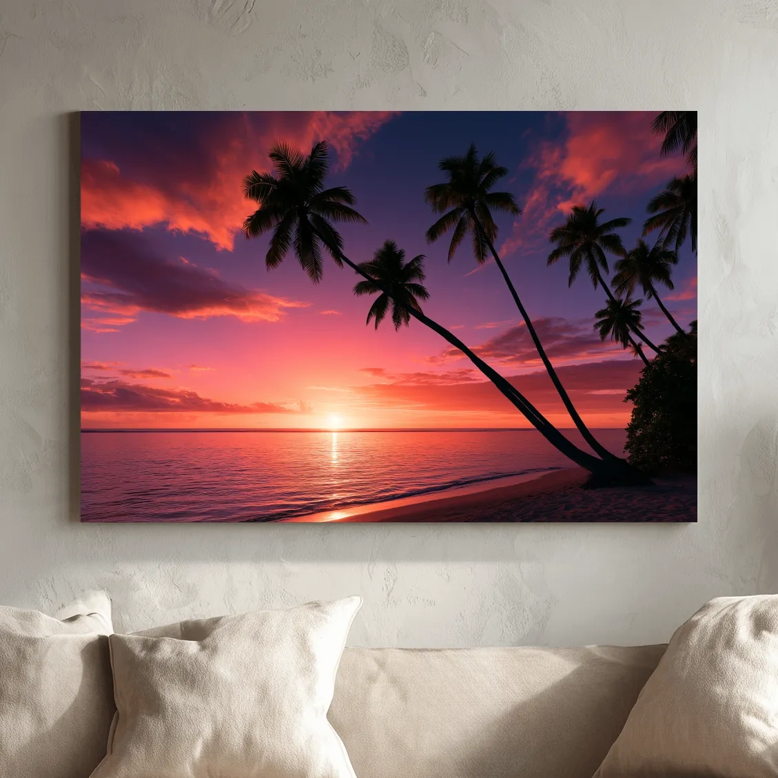 Tropical Palm Silhouette Sunset - Photographic Beach Wall Art