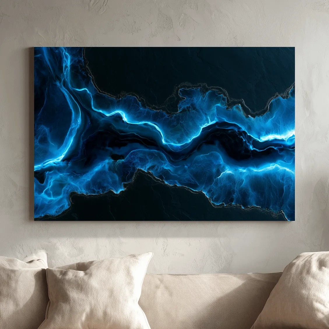 Glowing Ocean Geode Abstract - Dramatic Natural Mineral Wall Art