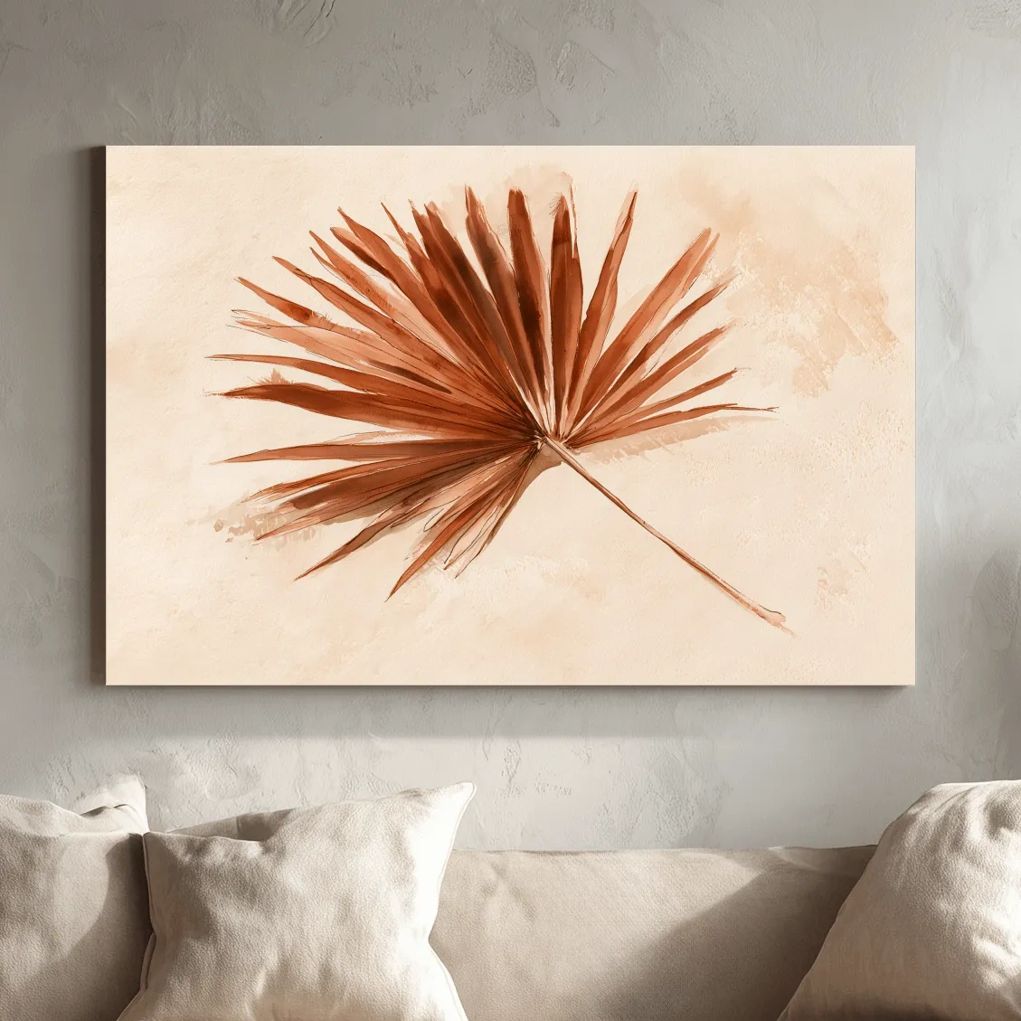 Minimalist Dried Palm Frond Watercolour - Boho Tropical Botanical Wall Art