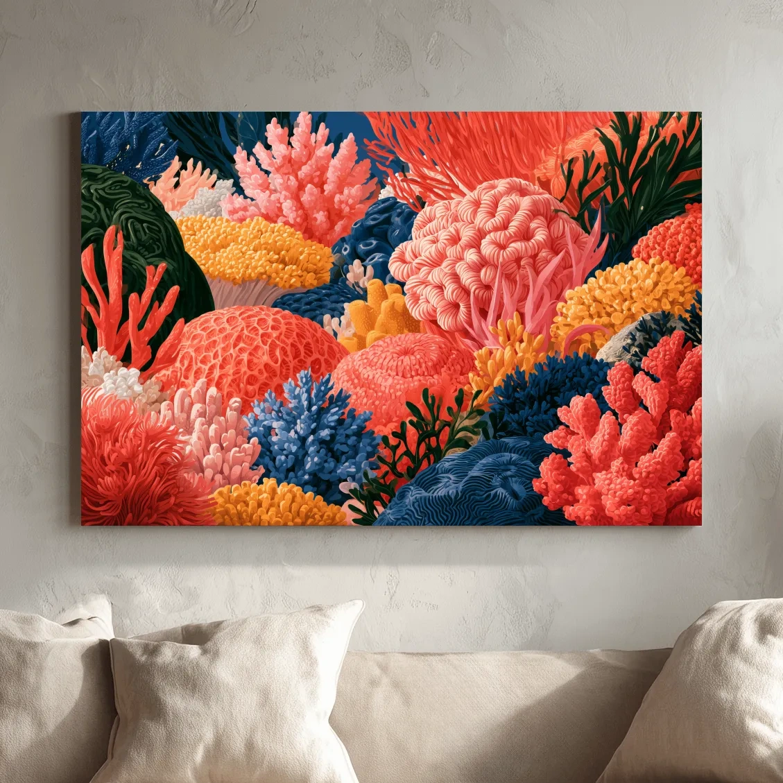 Vibrant Coral Reef Illustration Artwork - Ocean Wall Art