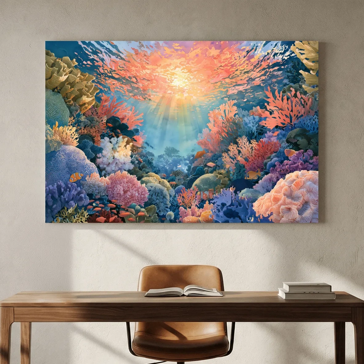 Vibrant Coral Reef Painting - Underwater Wall Art