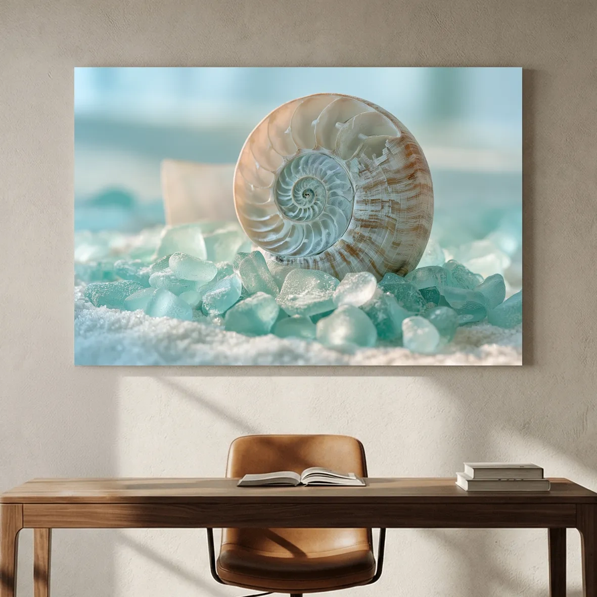 Nautilus Shell and Sea Glass Still Life - Photographic Coastal Wall Art