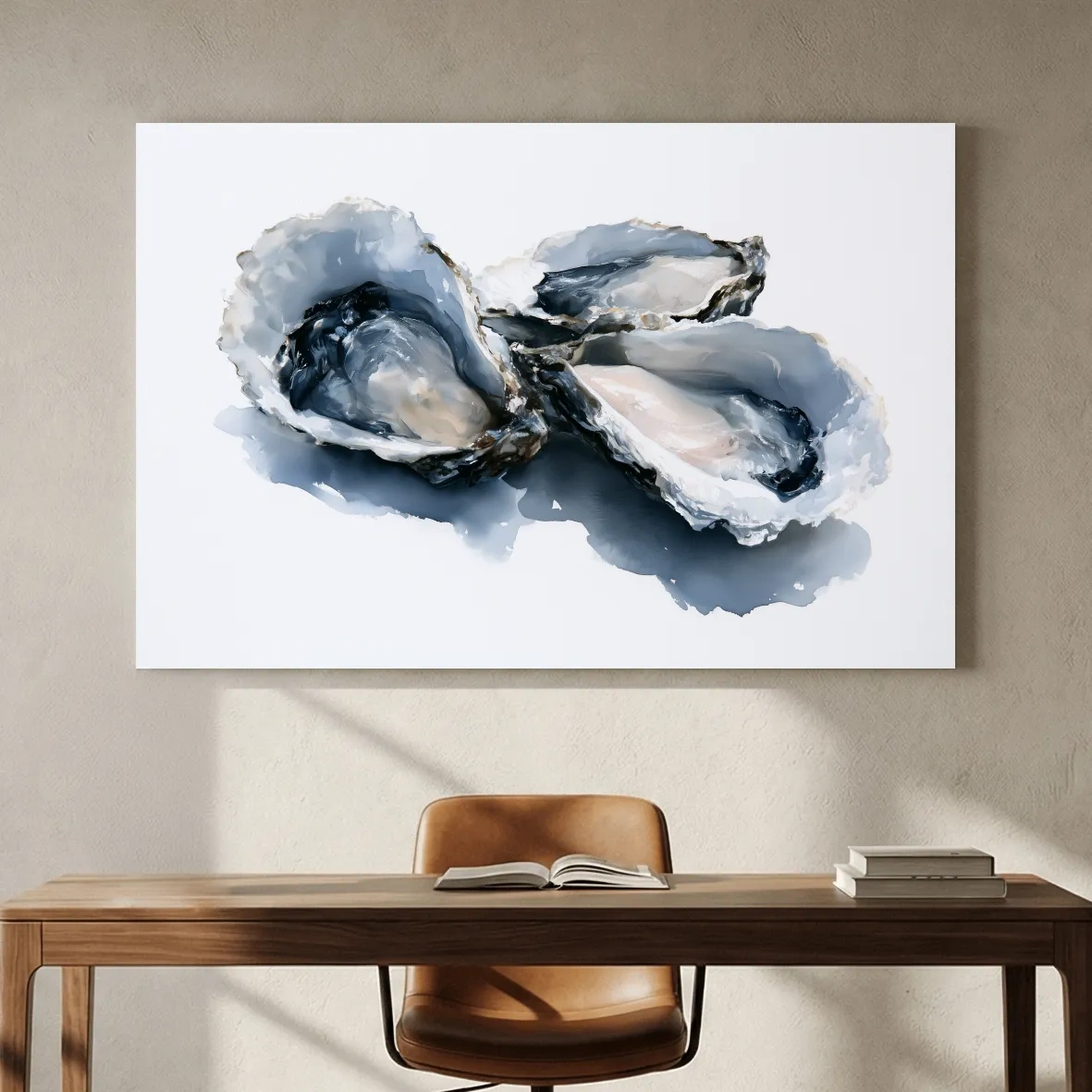 Minimalist Oyster Shell Watercolour - Hamptons Coastal Wall Art