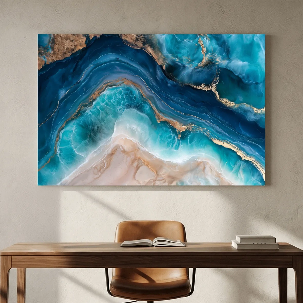 Ocean Geode Resin Abstract - Natural Mineral Wall Art