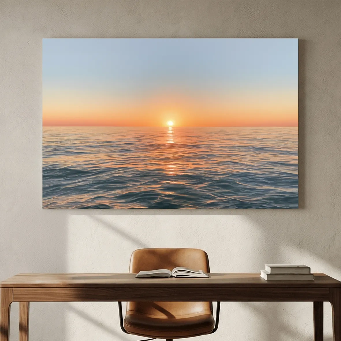 Golden Hour Ocean Sunset Drawing - Tranquil Horizon Wall Art
