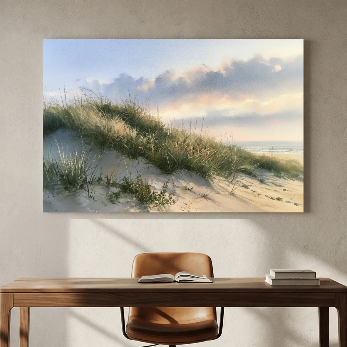 Serene Coastal Sand Dunes - Pastel Beach Landscape Wall Art