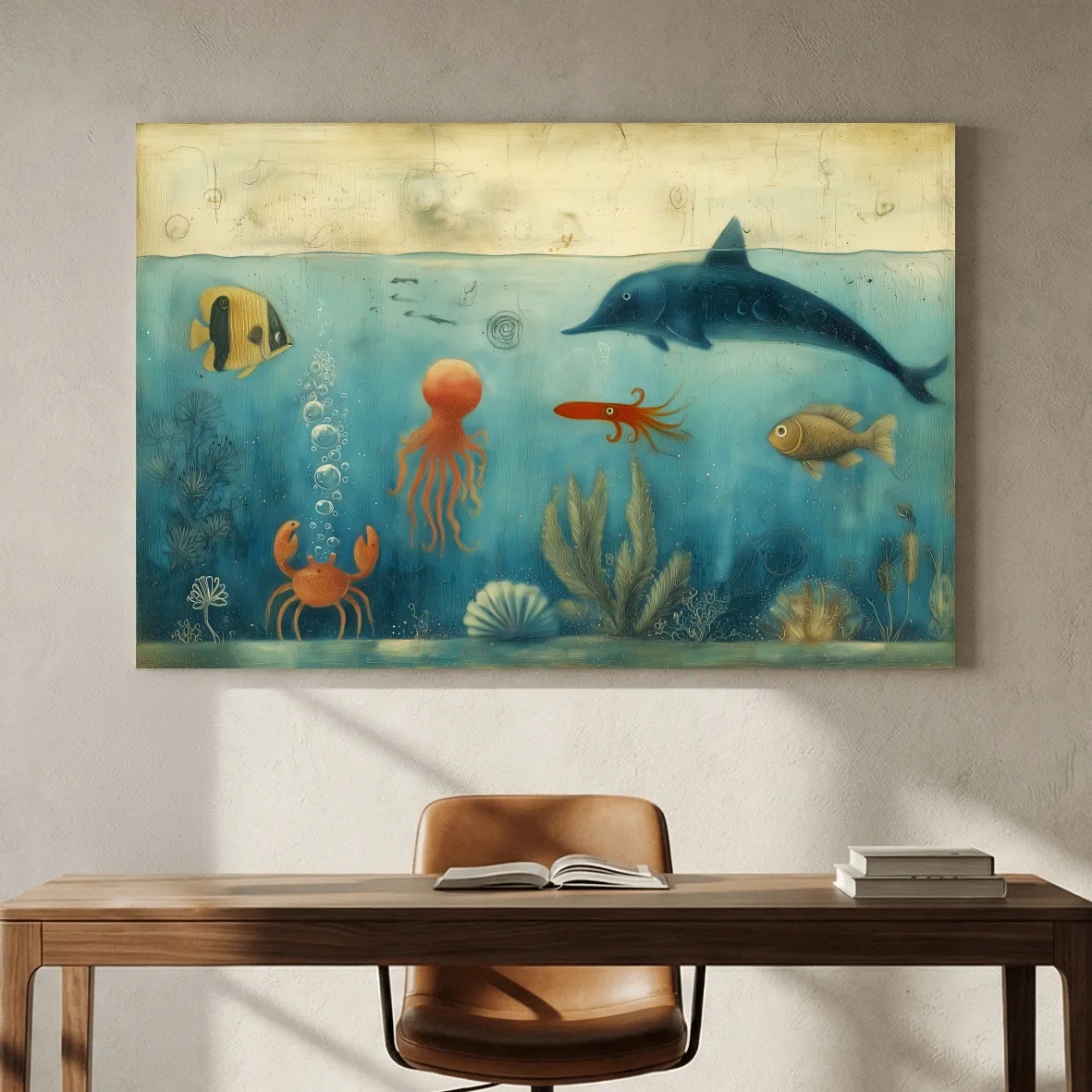 Whimsical Underwater Painting - Marine Life Nursery Wall Art