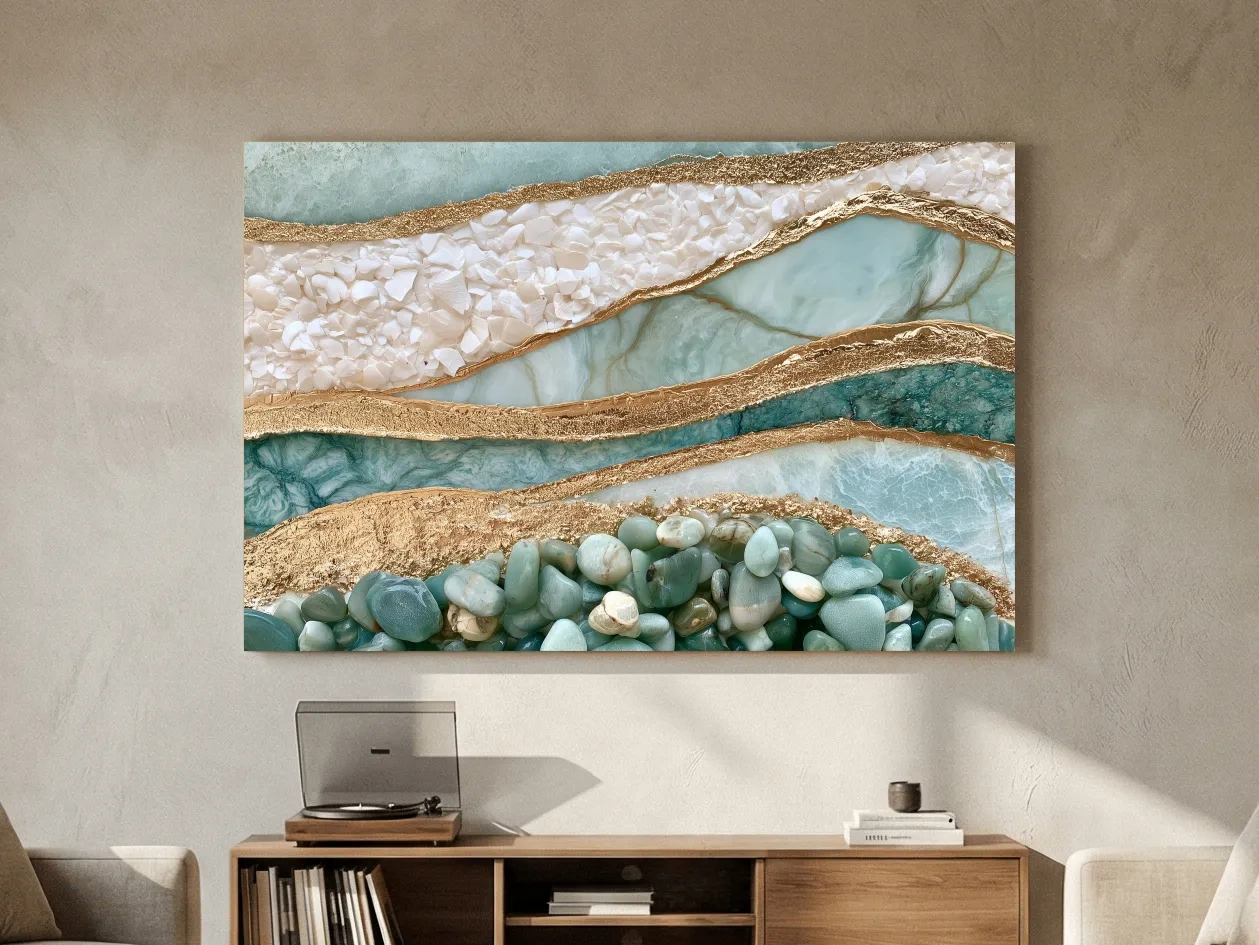 Sea Glass Pebble and Stone Strata - Abstract Natural Wall Art