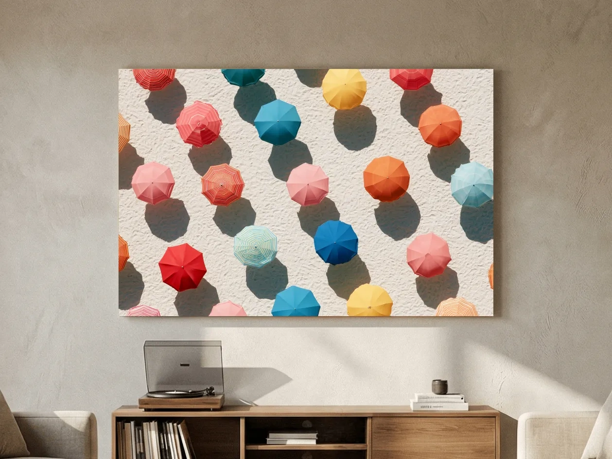 Abstract Aerial Beach Umbrellas - Geometric Painting Wall Art