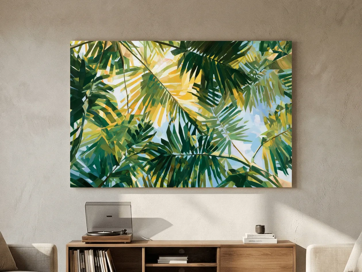 Abstract Tropical Palm Canopy - Cubist Painting Wall Art