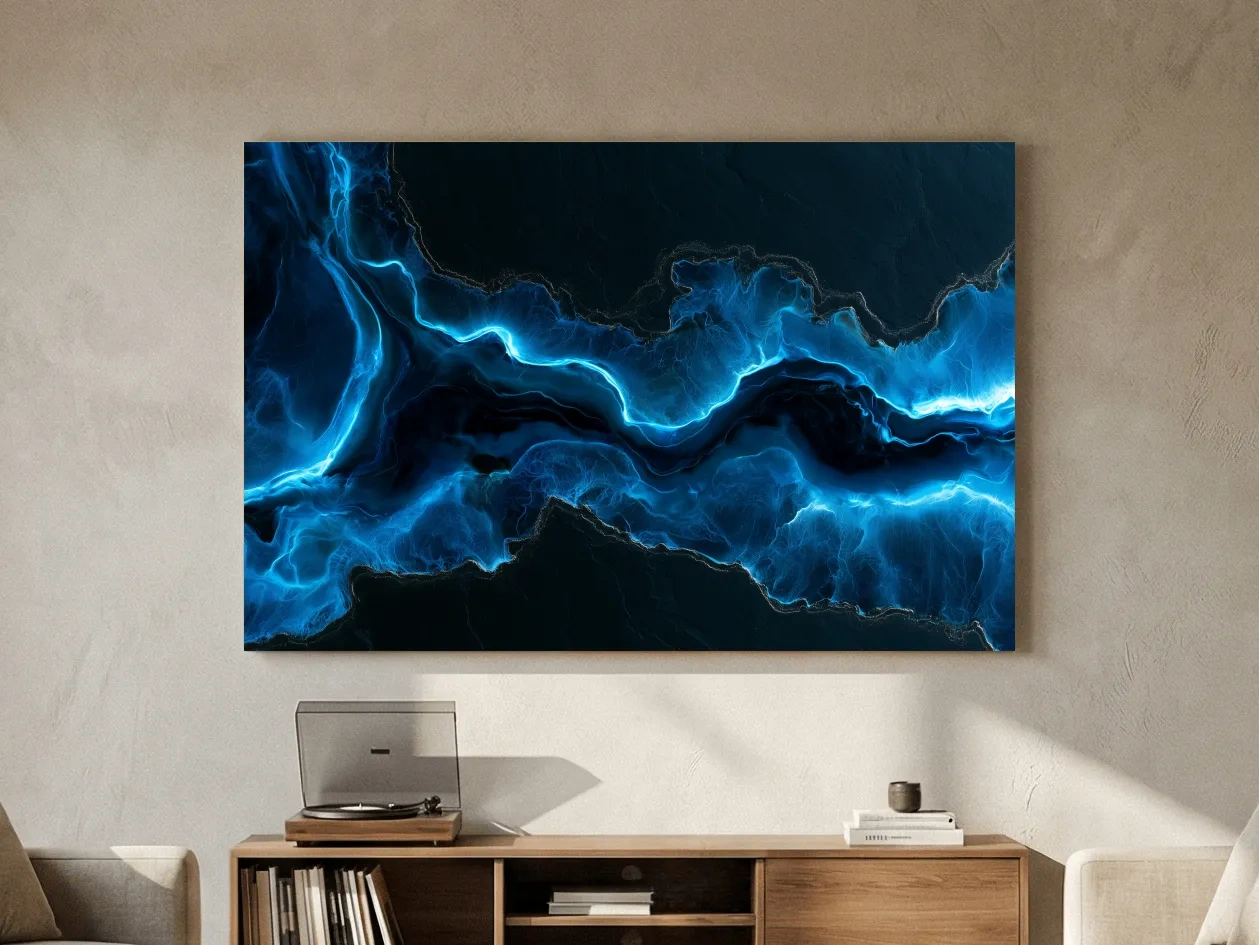 Glowing Ocean Geode Abstract - Dramatic Natural Mineral Wall Art