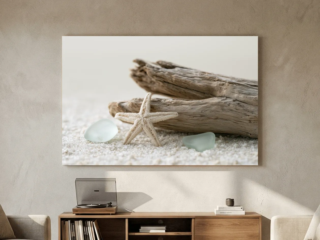 Driftwood Starfish Sea Glass Still Life - Beach Photographic Wall Art