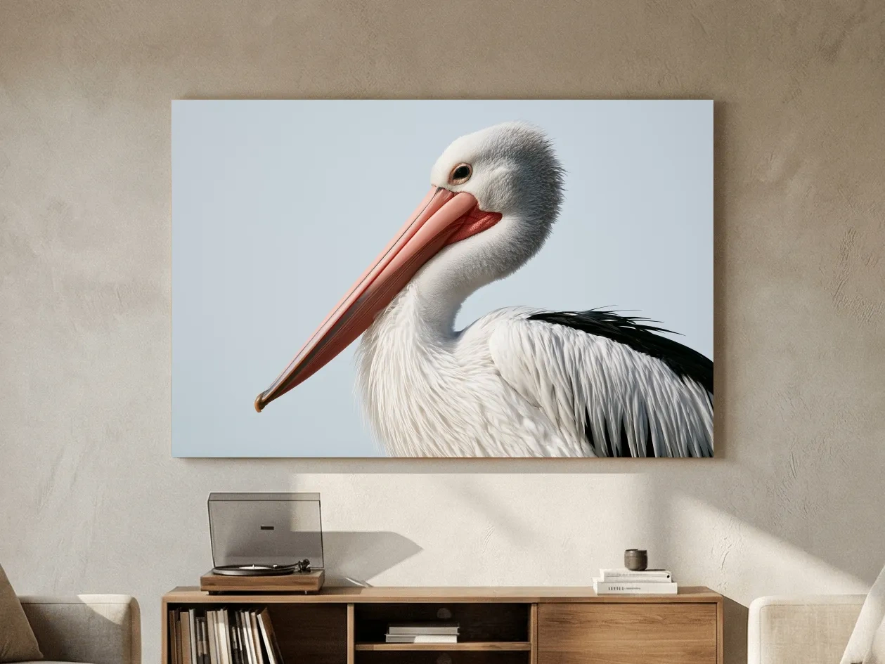 Hamptons Pelican Profile - Minimalist Coastal Illustration Wall Art