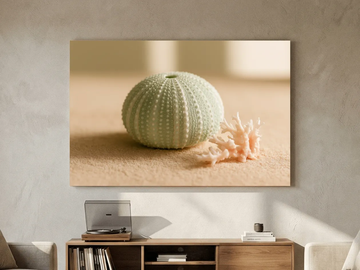 Sea Urchin Shell & Coral - Coastal Photographic Wall Art