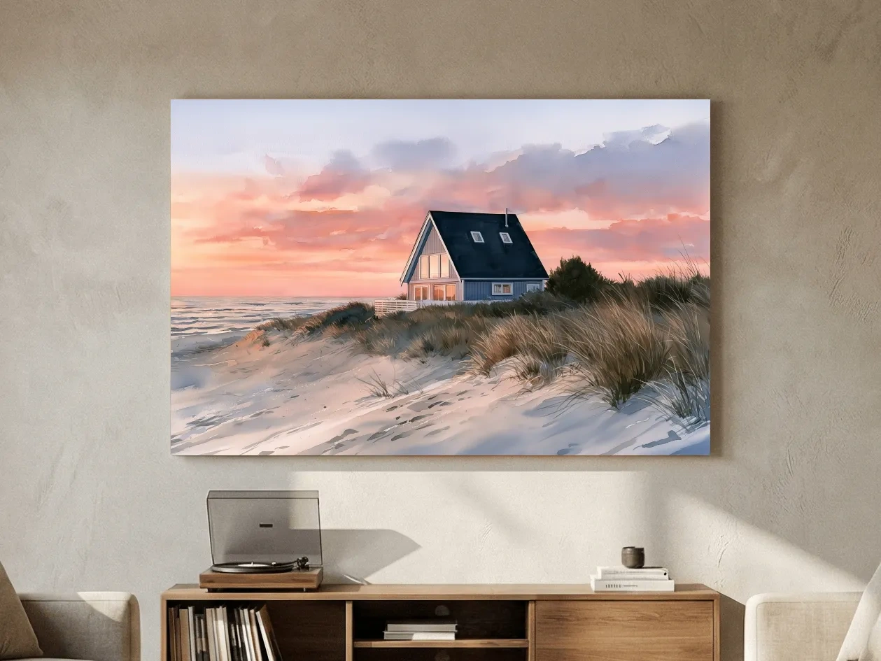 Hamptons A Frame Beach House - Watercolour Coastal Wall Art