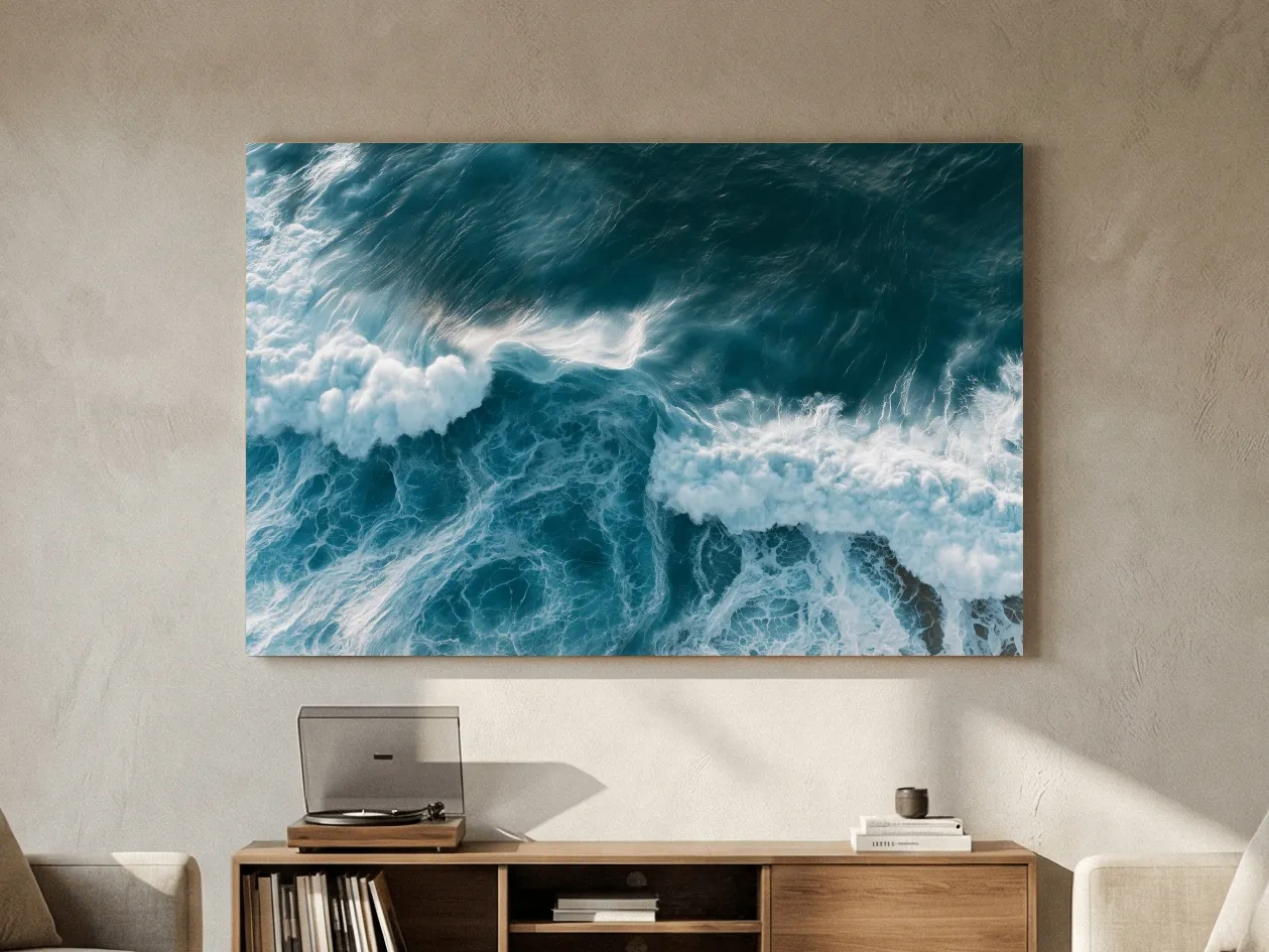 Aerial Crashing Waves - Abstract Photographic Ocean Wall Art