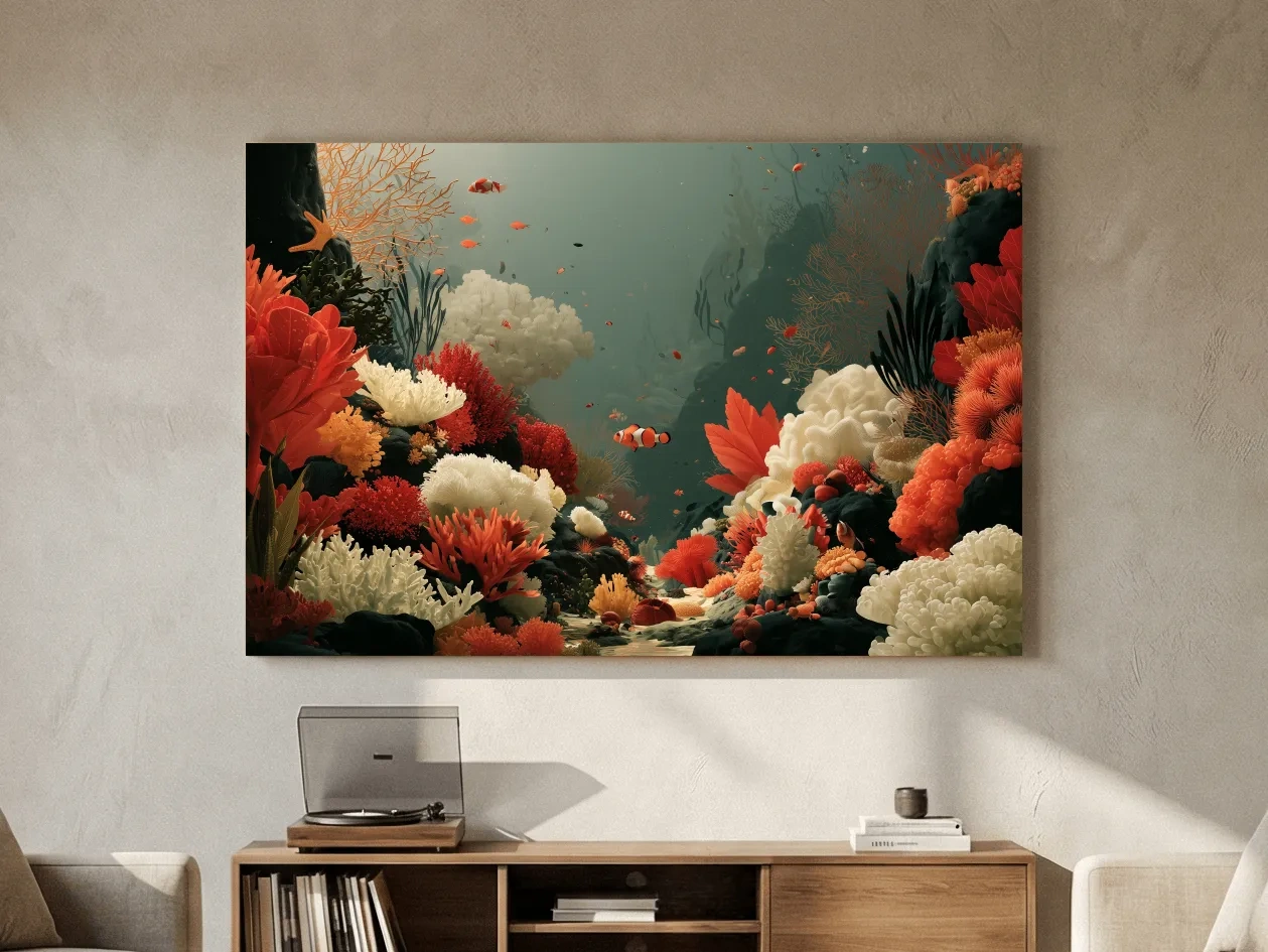 Coral Reef Illustration Artwork - Marine Life Wall Art