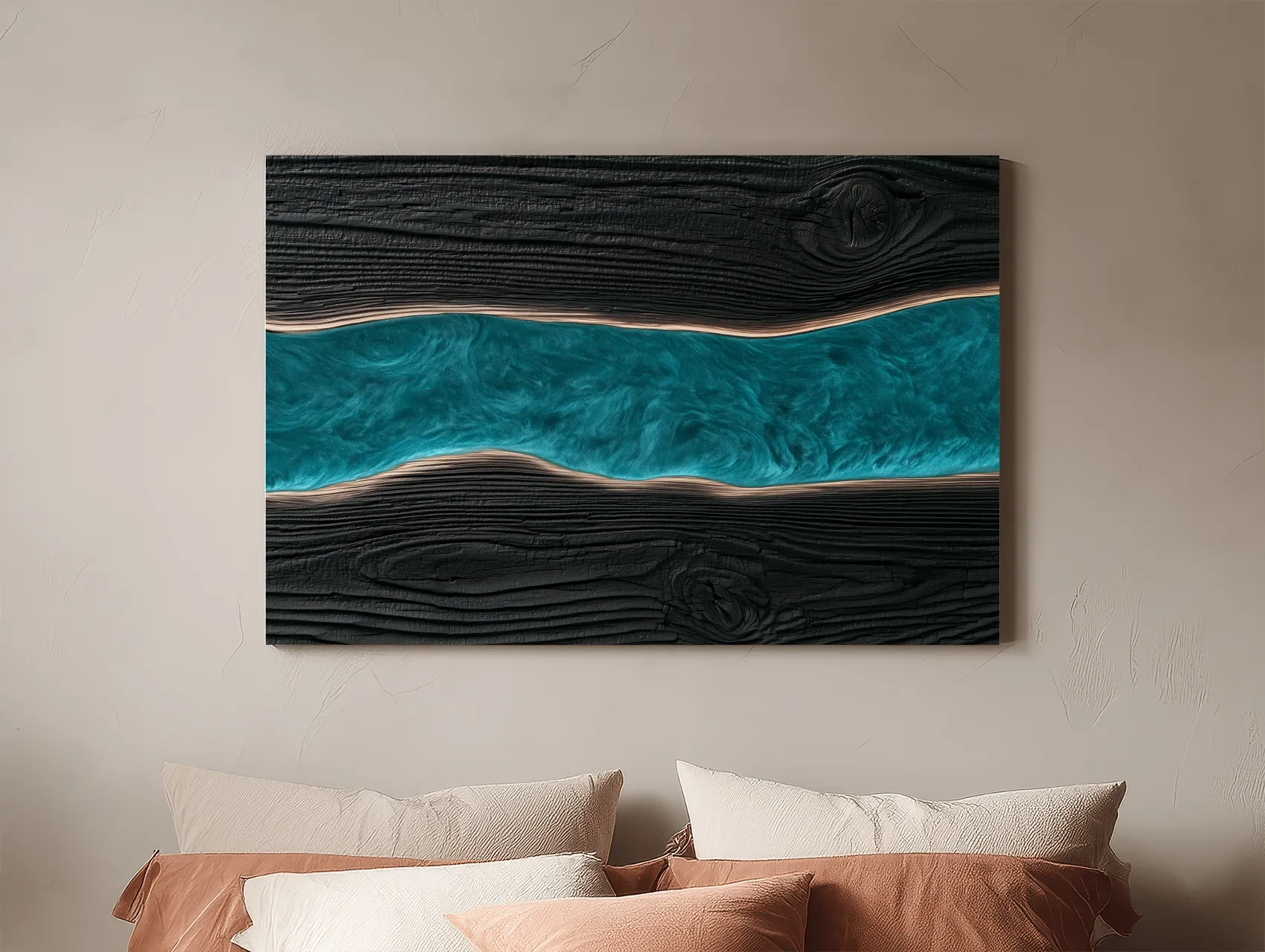 Driftwood River Abstract Design - Natural Mixed Media Wall Art