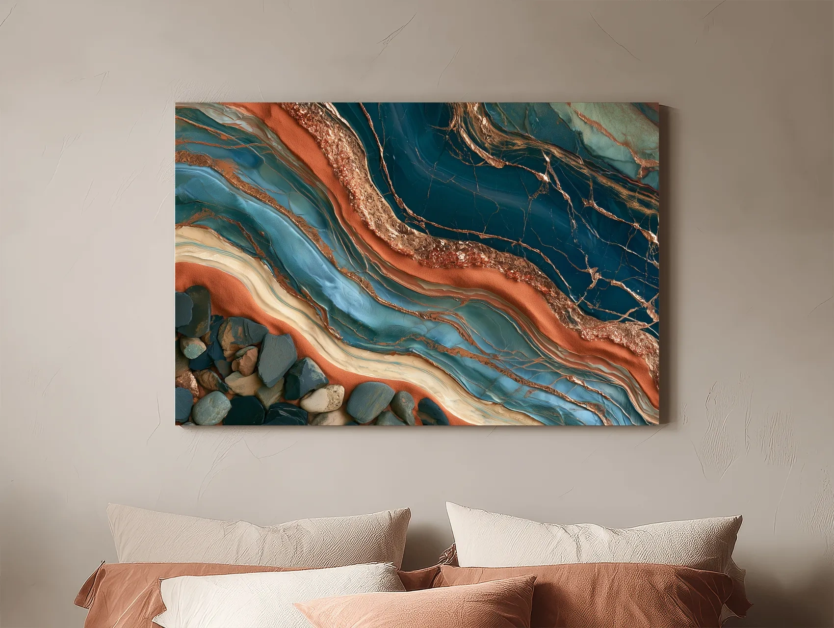 Abstract Rock Strata Wavy Layers - Natural Mixed Media Wall Art