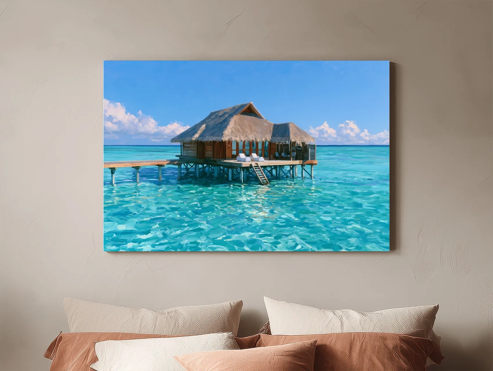 Tropical Overwater Bungalow Painting - Island Paradise Wall Art