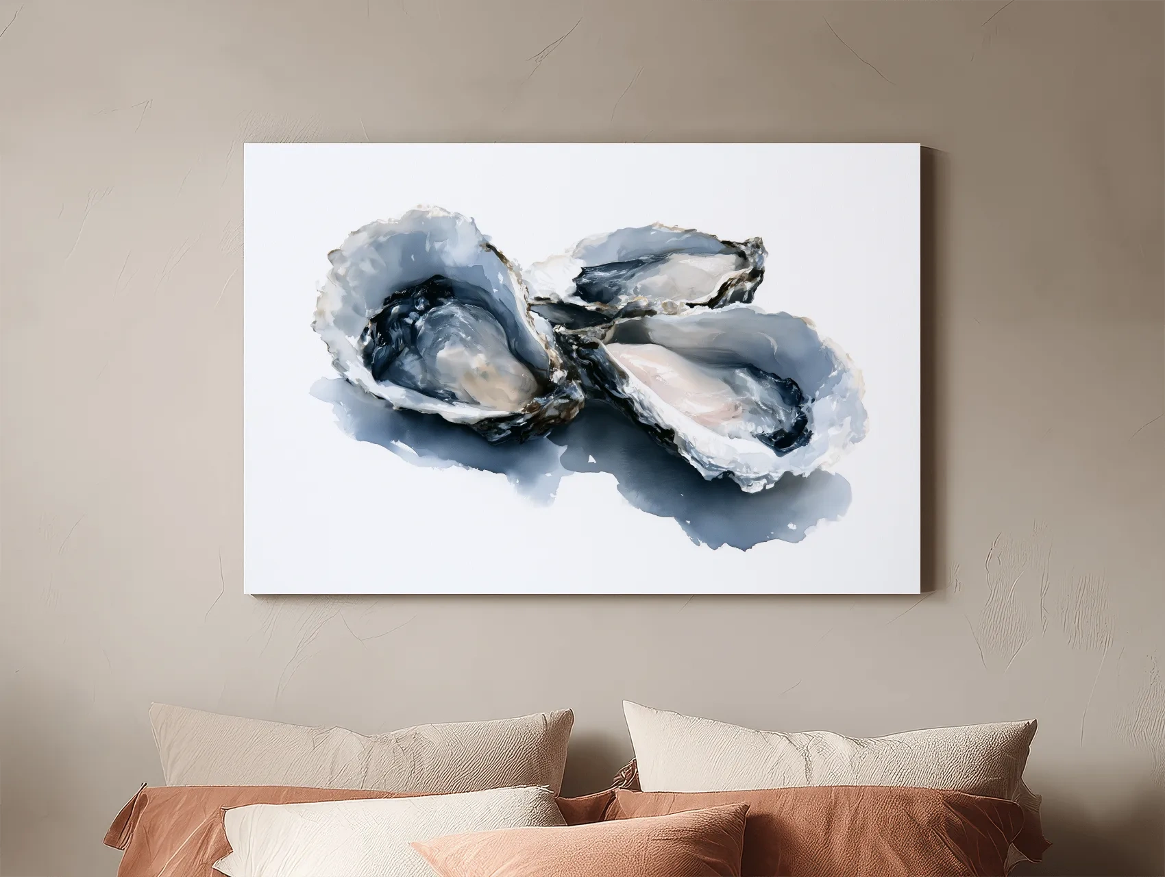 Minimalist Oyster Shell Watercolour - Hamptons Coastal Wall Art