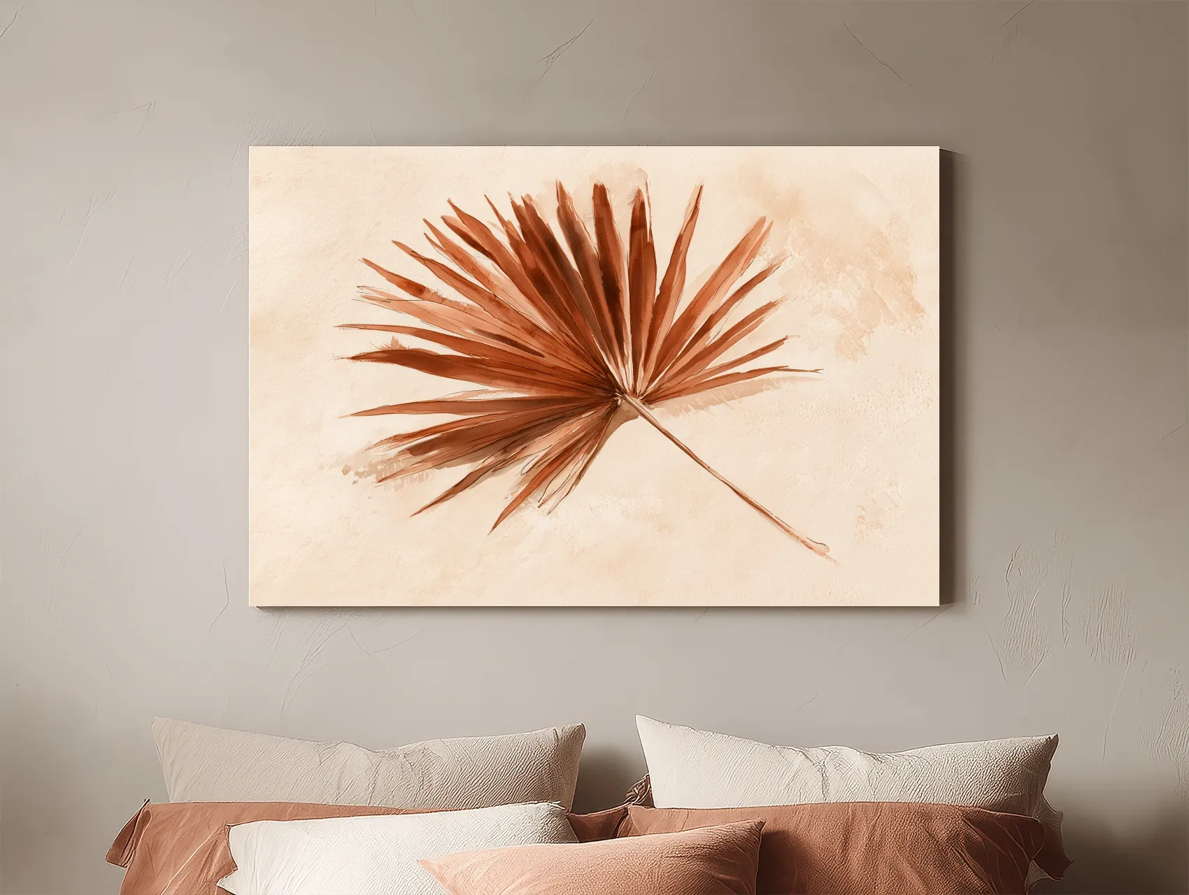 Minimalist Dried Palm Frond Watercolour - Boho Tropical Botanical Wall Art