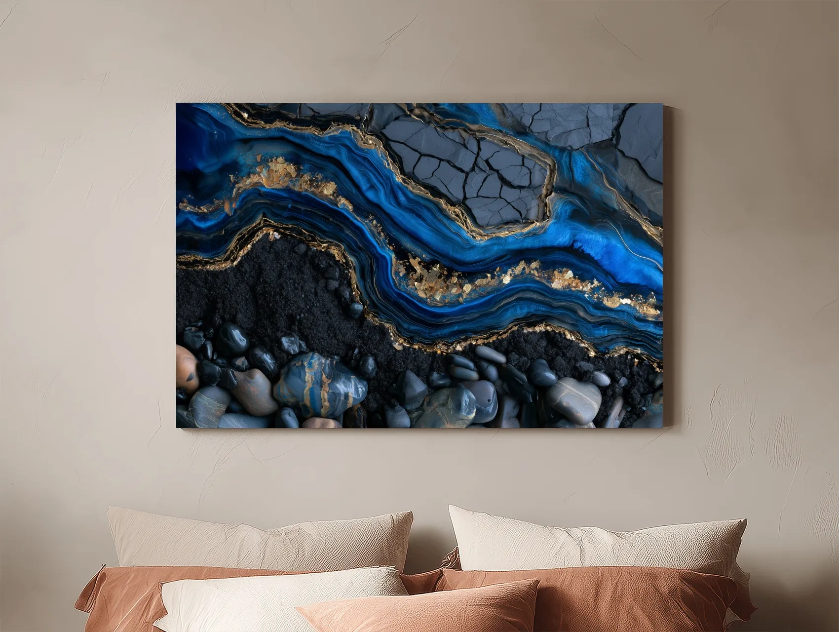 Oceanic Geode Pebble Strata - Abstract Natural Stone Wall Art