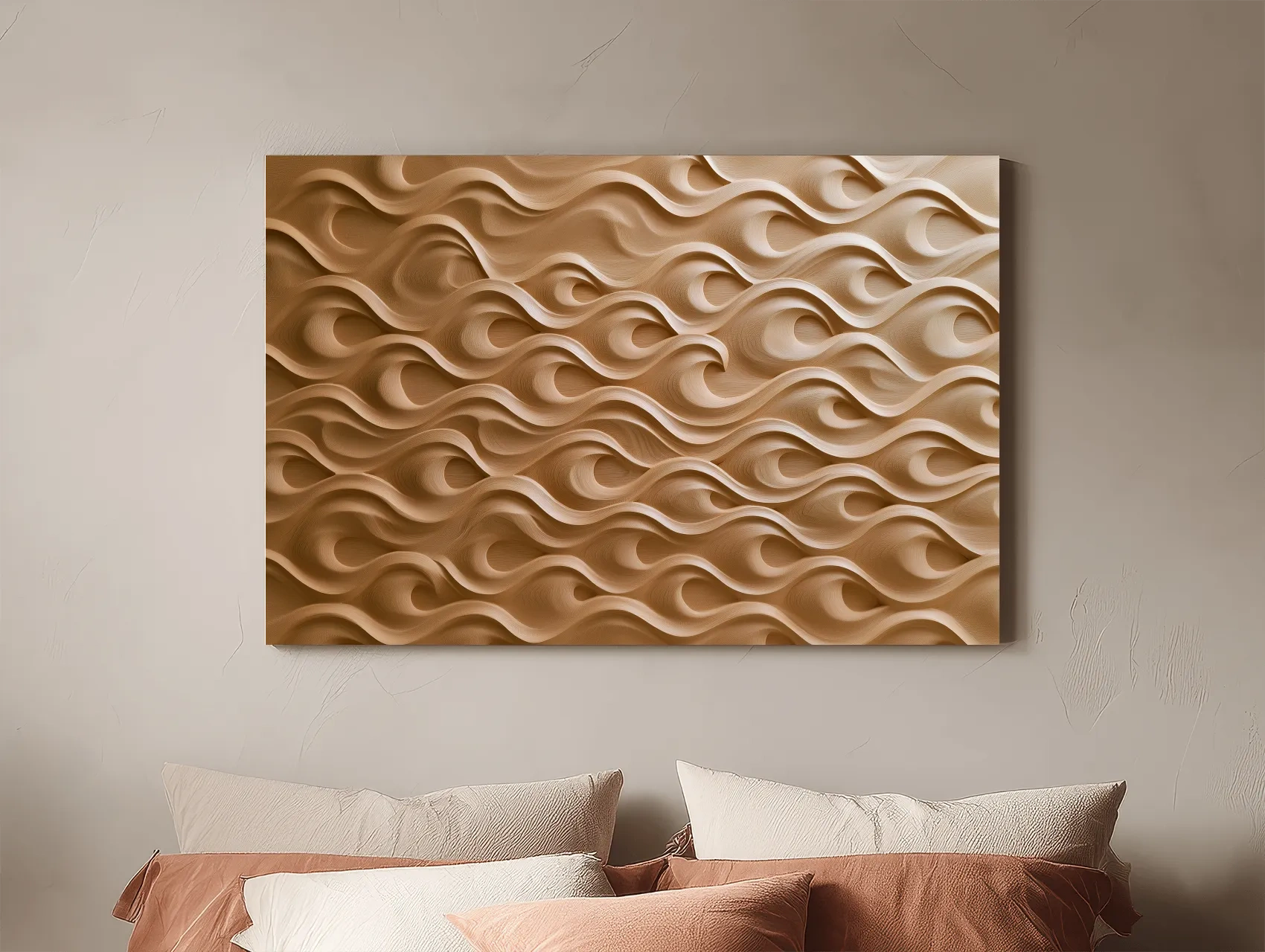 Layered Sand Strata Waves - Organic Mixed Media Wall Art