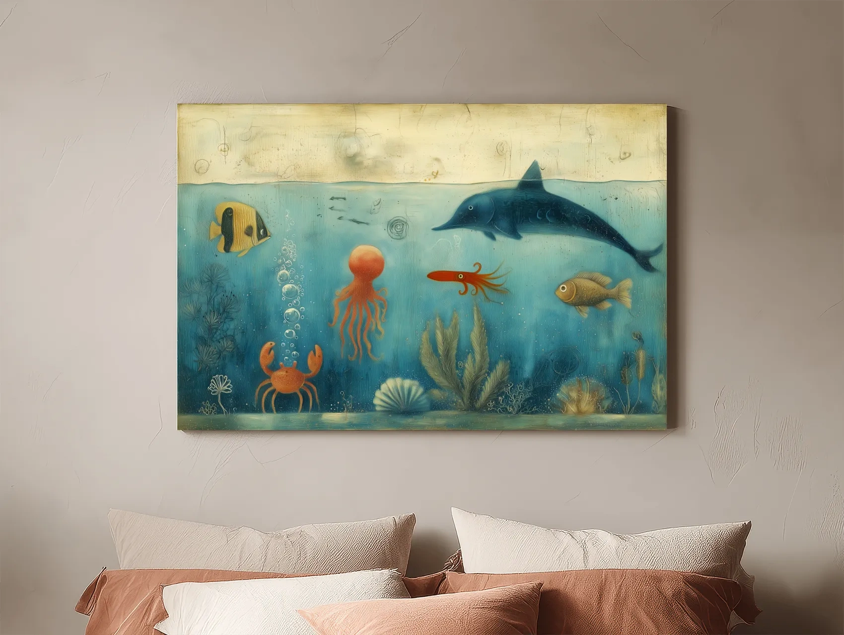 Whimsical Underwater Painting - Marine Life Nursery Wall Art