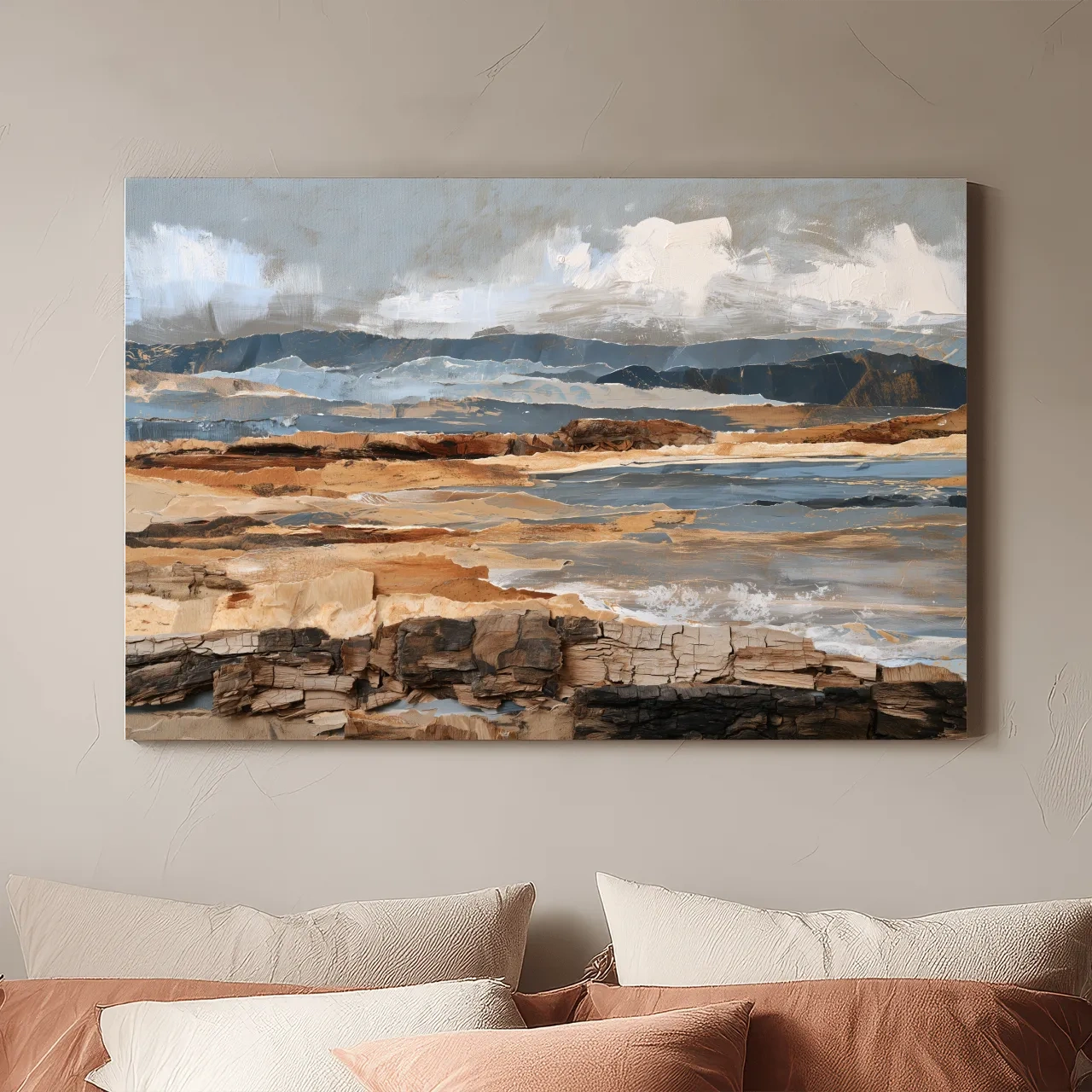 Layered Coastal Strata Landscape - Abstract Natural Elements Wall Art