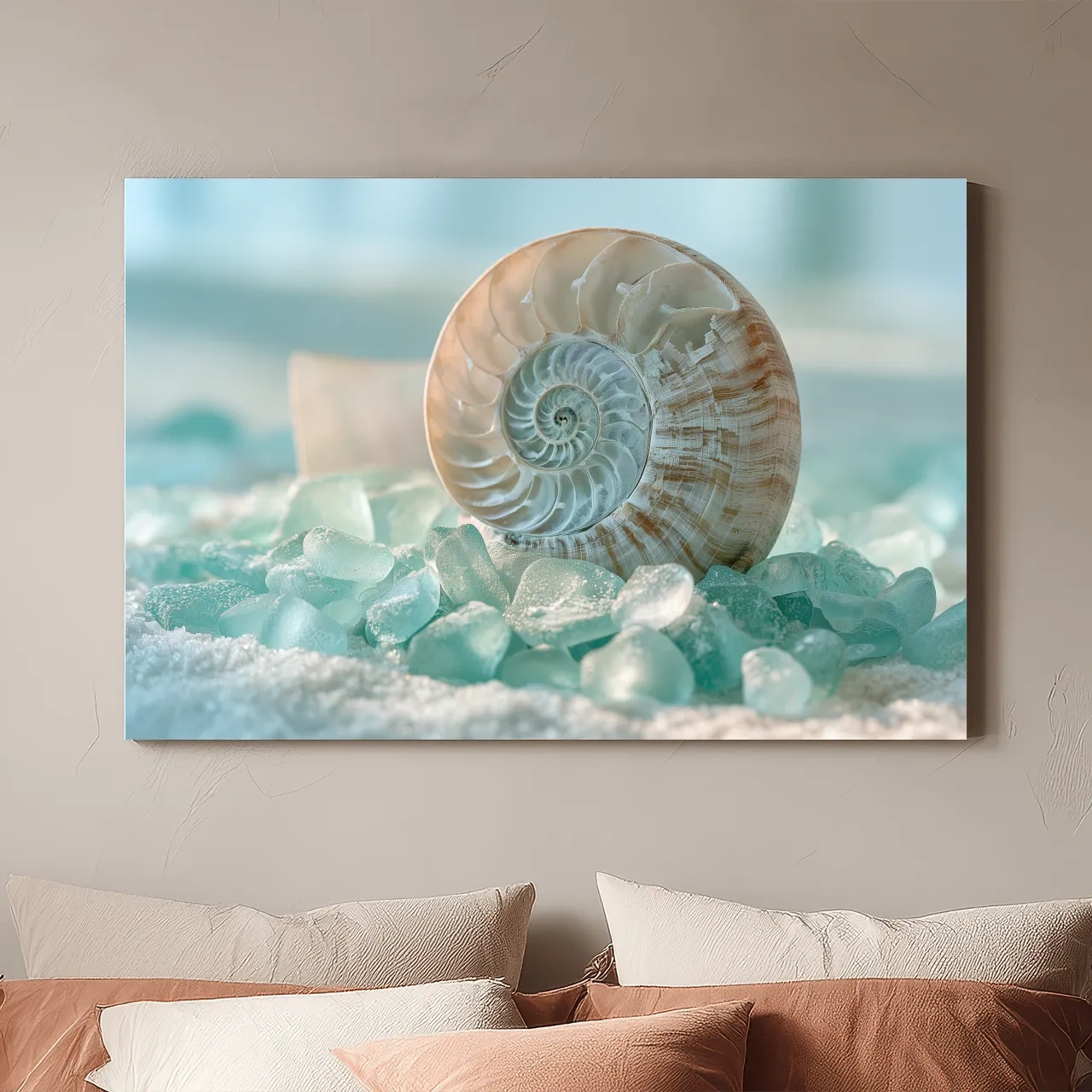 Nautilus Shell and Sea Glass Still Life - Photographic Coastal Wall Art
