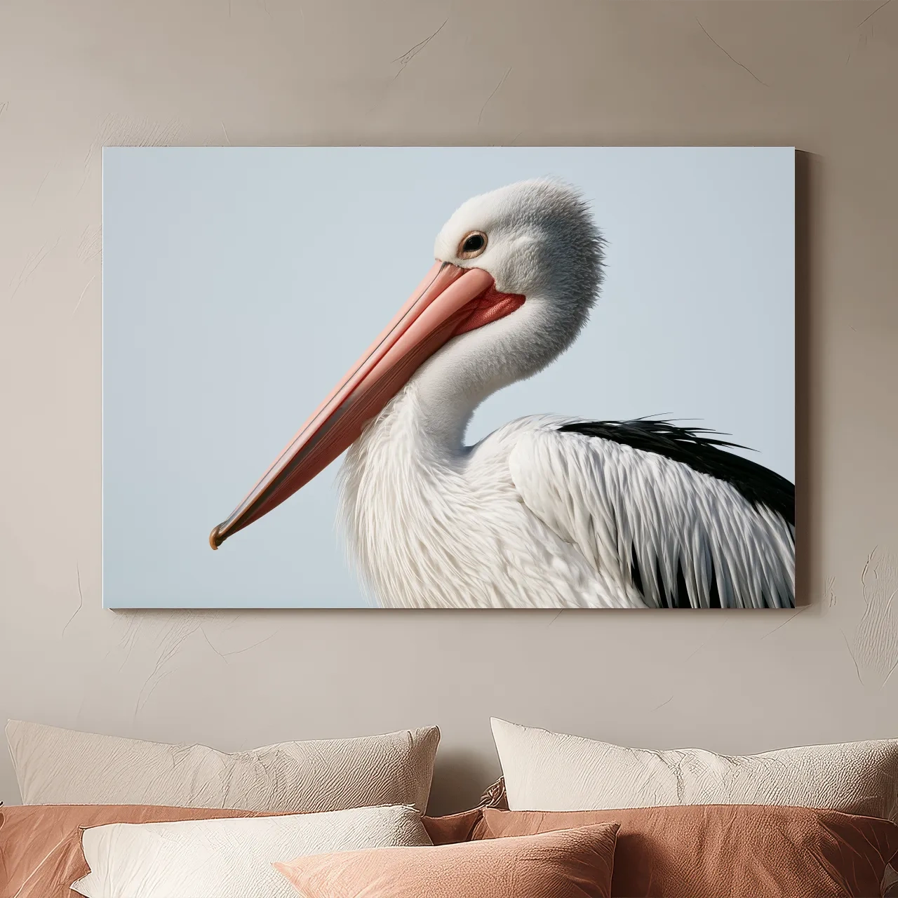 Hamptons Pelican Profile - Minimalist Coastal Illustration Wall Art