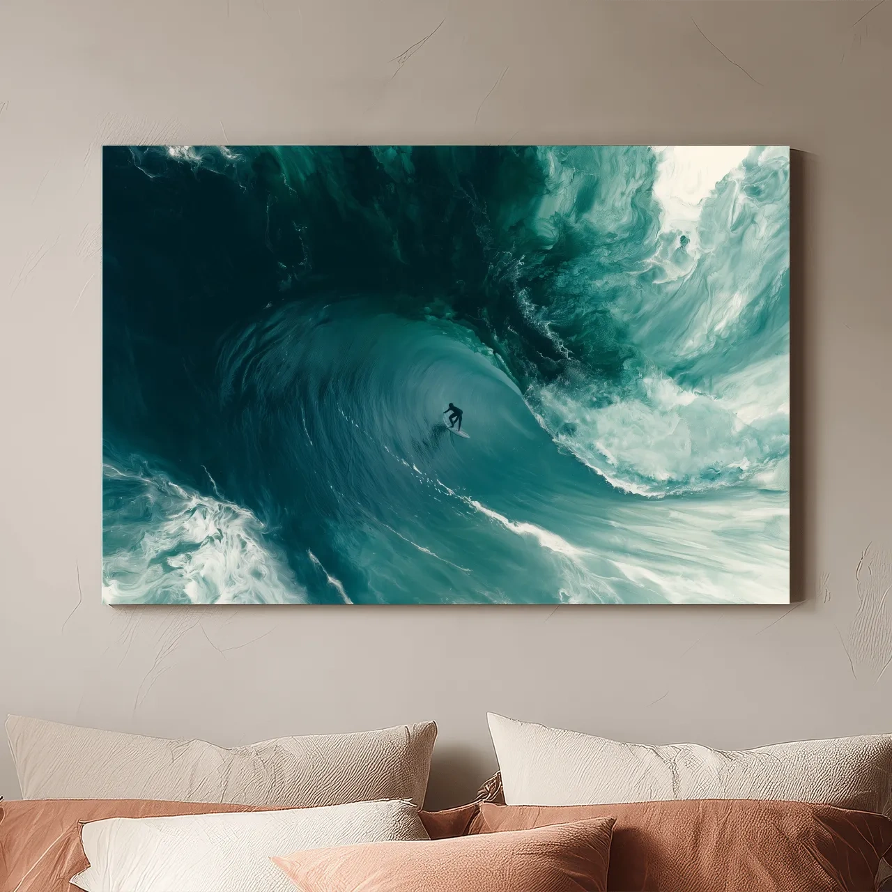 Surreal Surfer Inside Breaking Wave - Photographic Ocean Wall Art