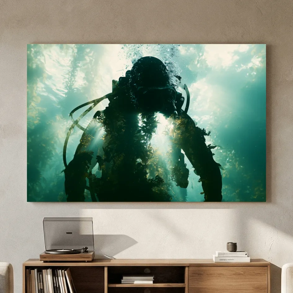 Surreal Scuba Diver Double Exposure - Photographic Underwater Wall Art