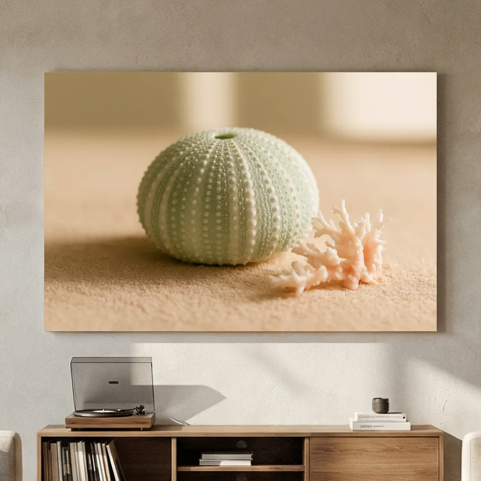 Sea Urchin Shell & Coral - Coastal Photographic Wall Art