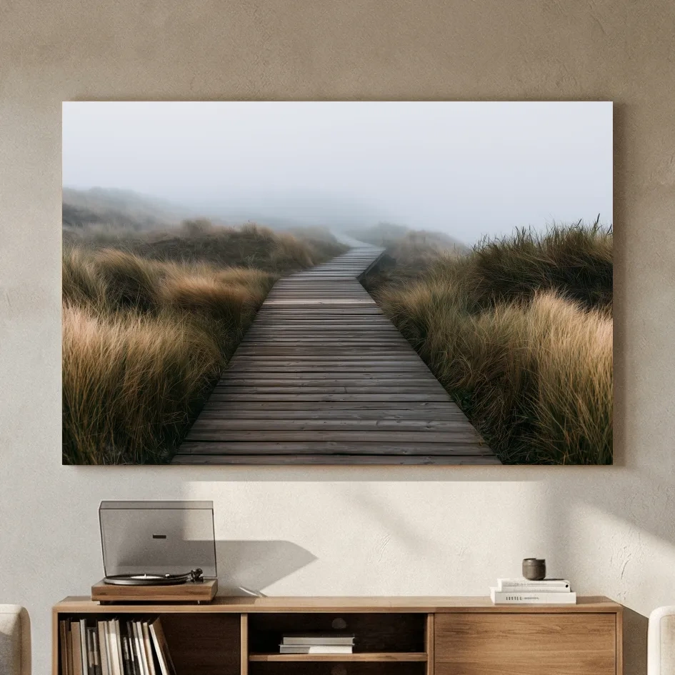 Misty Dune Boardwalk - Boho Photographic Beach Wall Art